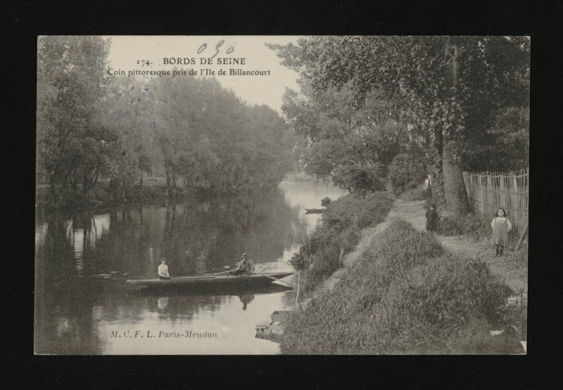 Carte postale ancienne Bords de Seine - Coin pittoresque pris de l'Ile de Billancourt à Issy-les-Moulineaux