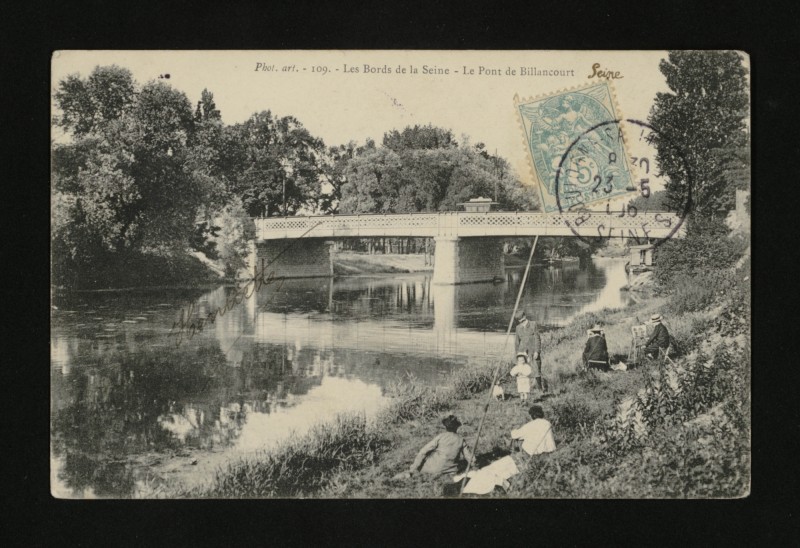 Carte postale ancienne Les Bords de la Seine. Le Pont de Billancourt à Boulogne-Billancourt