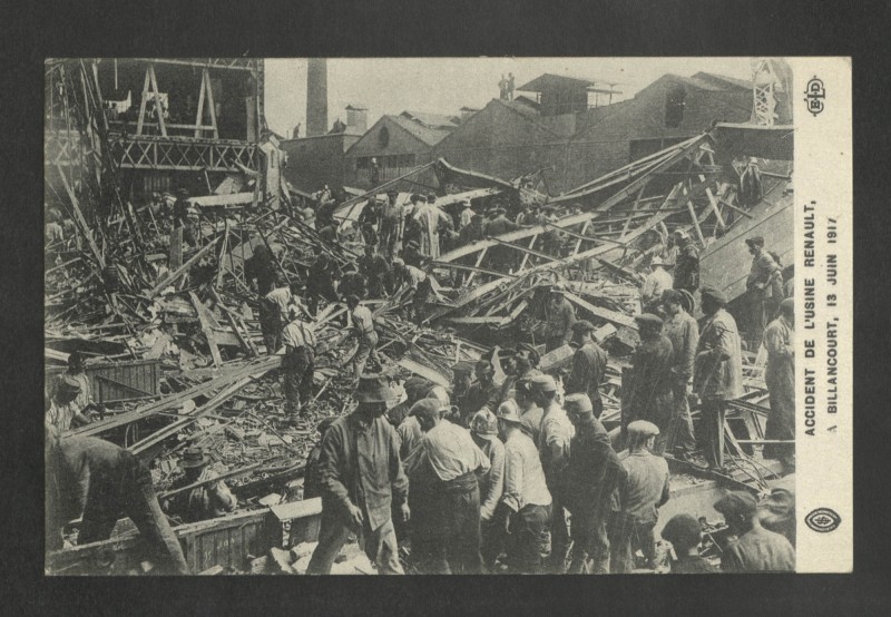 Carte postale ancienne Accident de l'usine Renault à Billancourt, le 13 juin 1917 à Boulogne-Billancourt