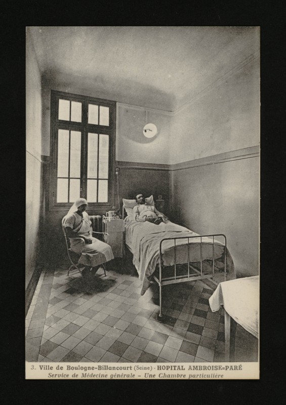 Carte postale ancienne Hôpital Ambroise-Paré - Service de Médecine générale - Une chambre particulière à Boulogne-Billancourt