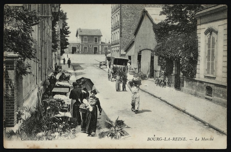 Carte postale ancienne Le Marché à Bourg-la-Reine