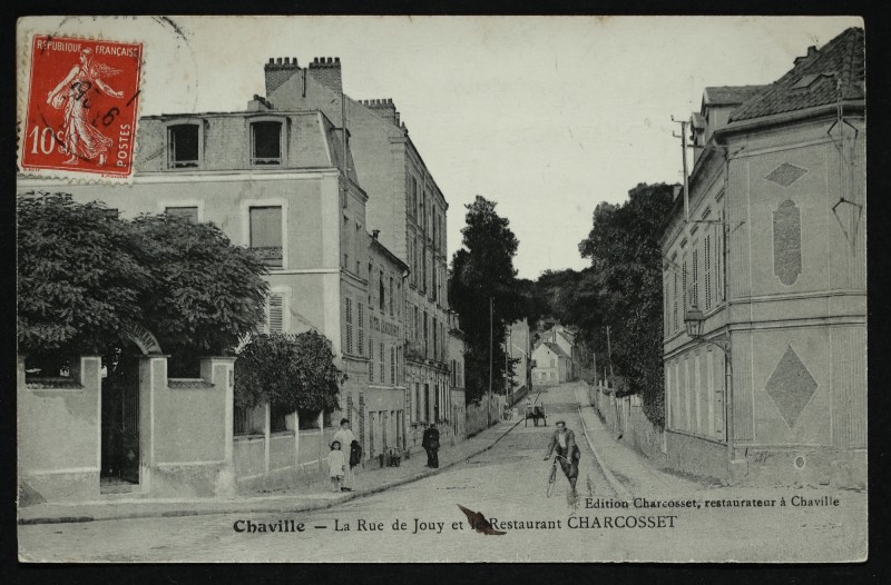 Carte postale ancienne La Rue de Jouy et le restaurant Charcosset à Viroflay