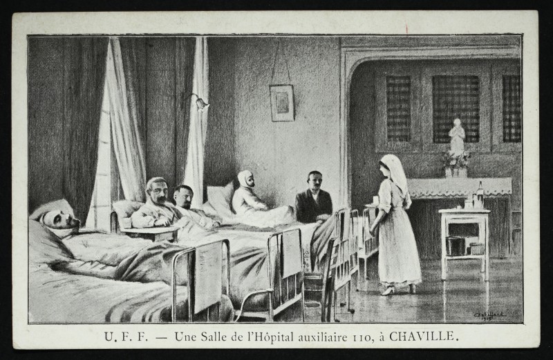 Carte postale ancienne U F F - Une Salle de l'Hôpital auxiliaire 110, à Chaville à Chaville