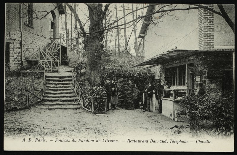 Carte postale ancienne Sources du Pavillon de l'Ursine - Restaurant Barraud, Téléphone à Vélizy-Villacoublay