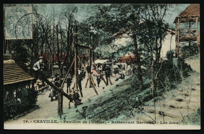 Carte postale ancienne Pavillon de l'Ursine - Restaurant Barraud - Les Jeux à Vélizy-Villacoublay