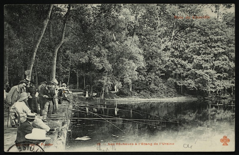 Carte postale ancienne Les Pêcheurs à l'Etang de l'Ursine à Vélizy-Villacoublay