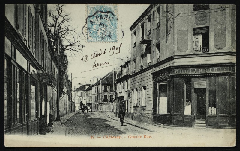 Carte postale ancienne Grande Rue à Châtenay-Malabry
