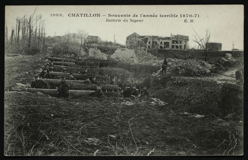 Carte postale ancienne Année Terrible 1870-71 - Batterie du Sapeur à Châtillon