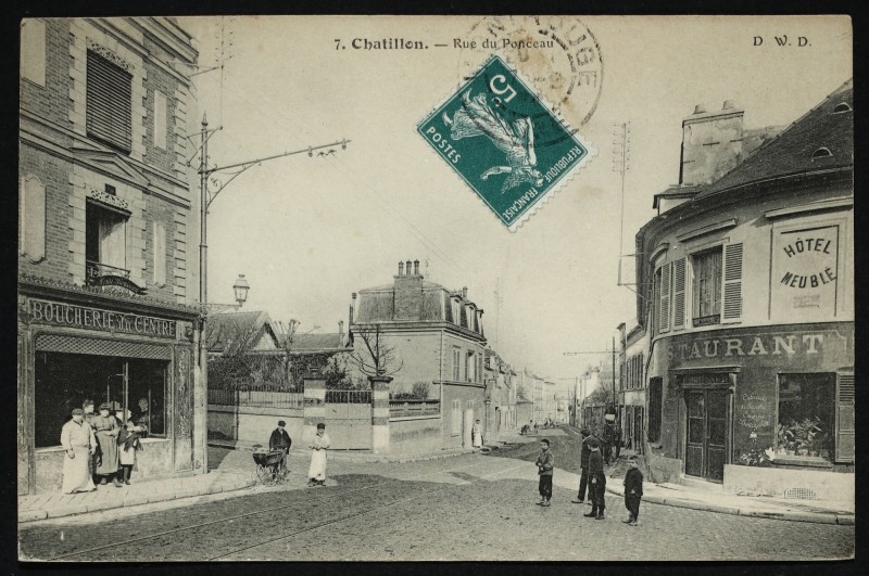 Carte postale ancienne Rue du Ponceau à Châtillon