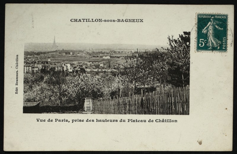 Carte postale ancienne Vue de Paris, prise des hauteurs du Plateau de Châtillon à Châtillon