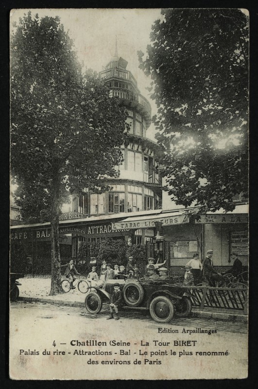 Carte postale ancienne La Tour Biret - Palais du rire - Bal - Le point le plus renommé des environs de Paris à Châtillon