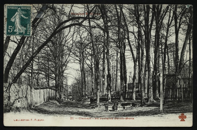 Carte postale ancienne Bois de Meudon-Clamart - La Fontaine Ste-Marie à Clamart