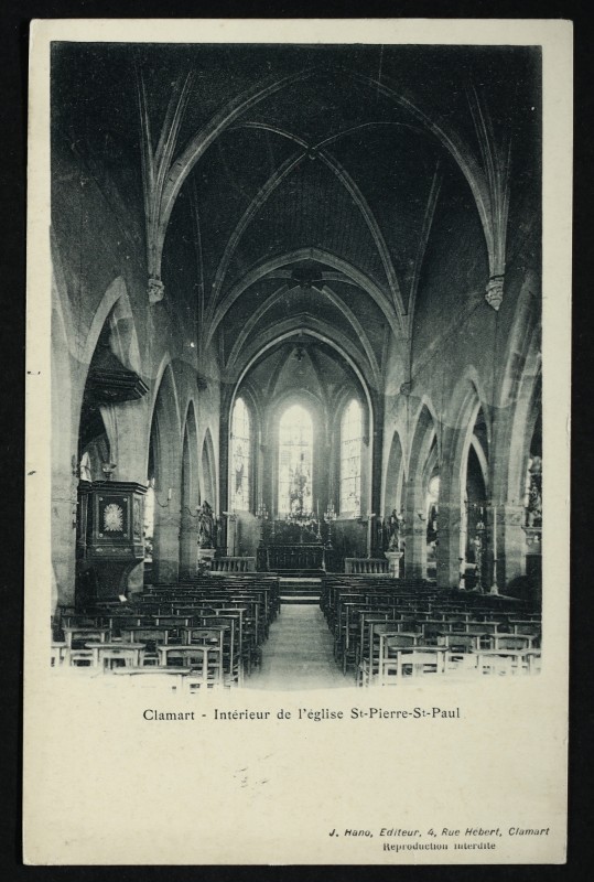 Carte postale ancienne Intérieur de l'église St-Pierre-St-Paul à Clamart
