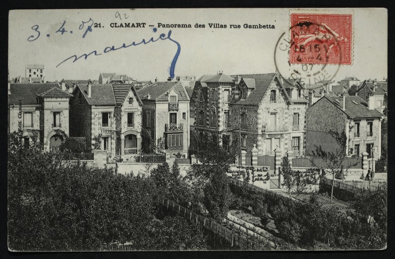 Carte postale ancienne Panorama des Villas rue Gambetta à Clamart