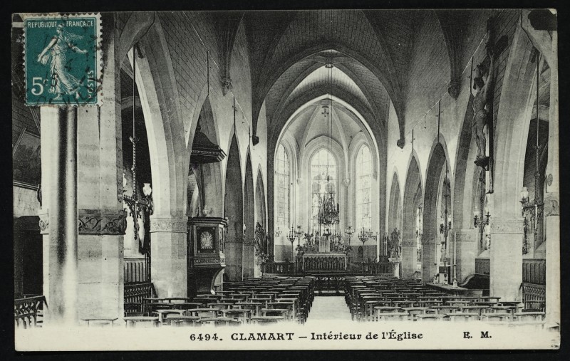 Carte postale ancienne Intérieur de l'Eglise à Clamart