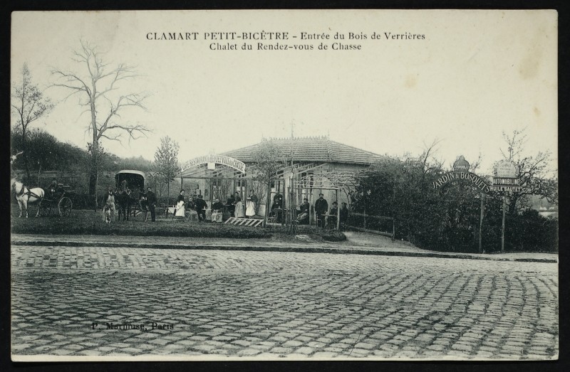 Carte postale ancienne Entrée du Bois de Verrières - Chalet du Rendez-vous de chasse à Clamart
