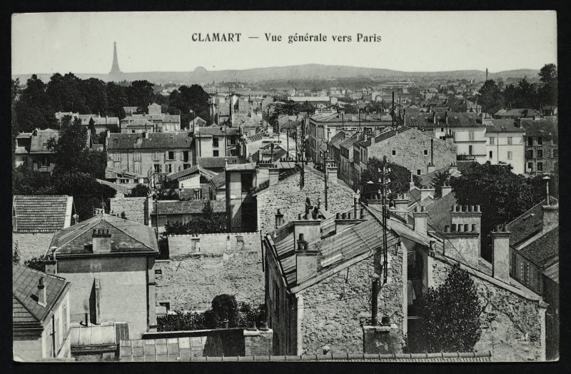 Carte postale ancienne Vue générale vers Paris à Clamart