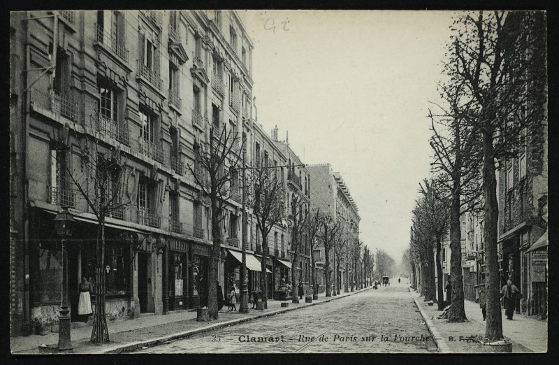 Carte postale ancienne Rue de Paris sur la Fourche à Clamart
