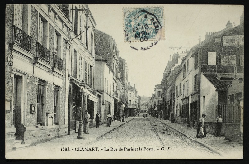 Carte postale ancienne La Rue de Paris et la Poste à Clamart