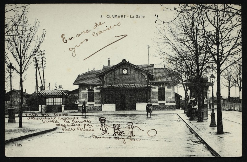 Carte postale ancienne la Place de la Gare à Clamart