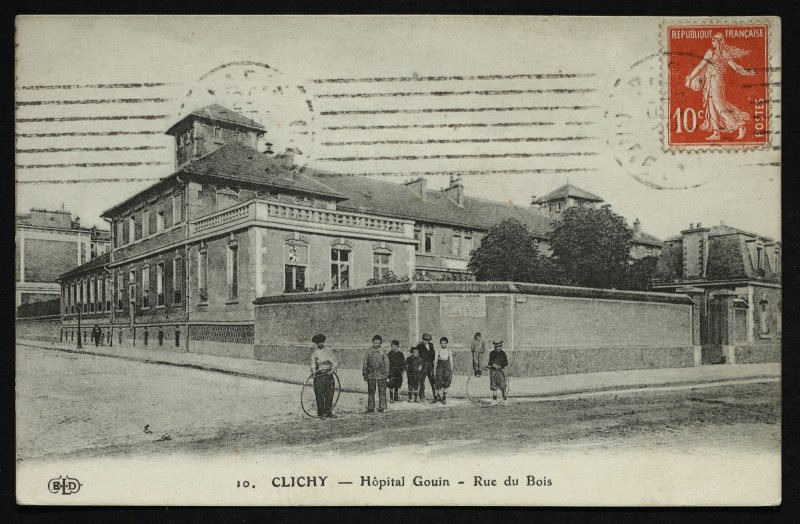 Carte postale ancienne Hôpital Gouin - Rue du Bois à Clichy
