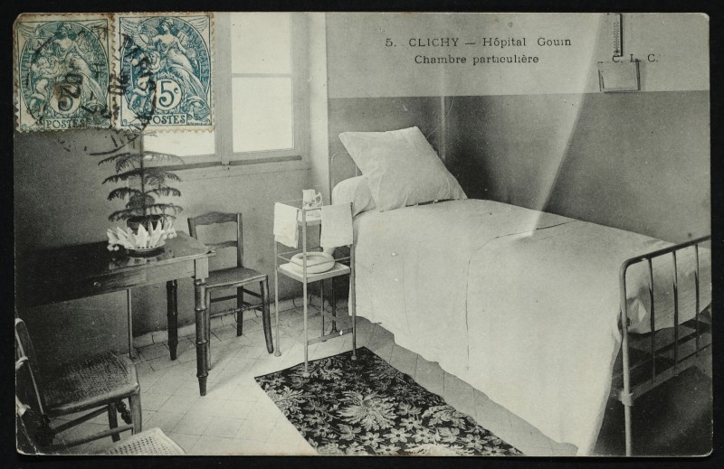 Carte postale ancienne Hôpital Gouin - Chambre particulière à Clichy