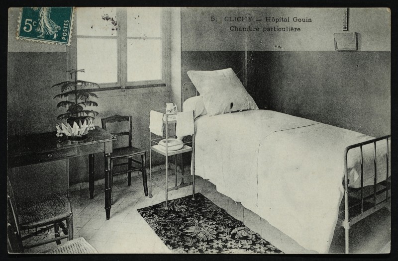 Carte postale ancienne Hôpital Gouin - Chambre particulière à Clichy
