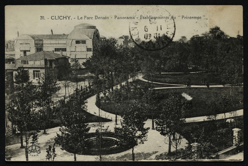 Carte postale ancienne Le Parc Denain - Panorama - Etablissements du Printemps à Clichy