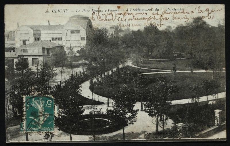 Carte postale ancienne Le Parc Denain - Panorama - Etablissements du Printemps à Clichy
