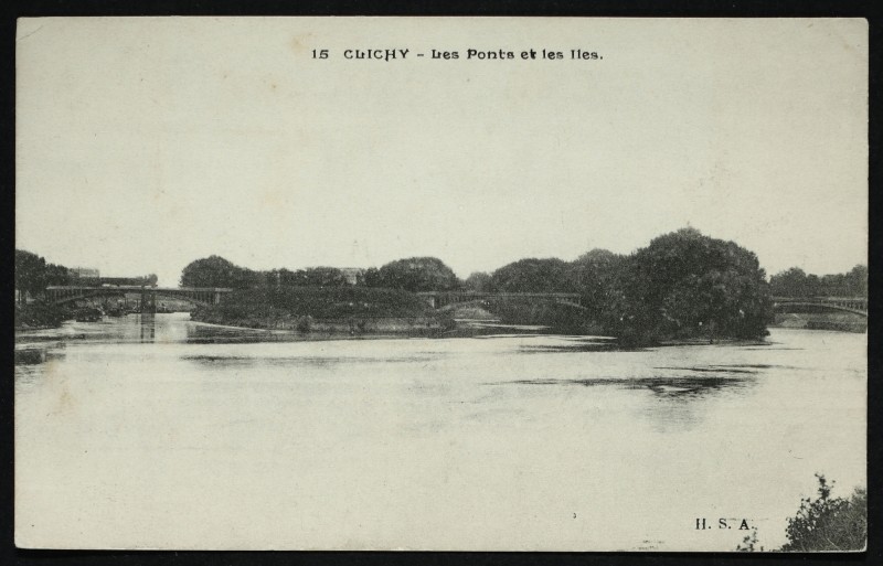 Carte postale ancienne Les Ponts et les Iles à Clichy