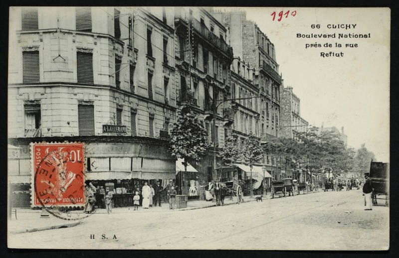Carte postale ancienne Boulevard National près de la rue Reflut à Clichy