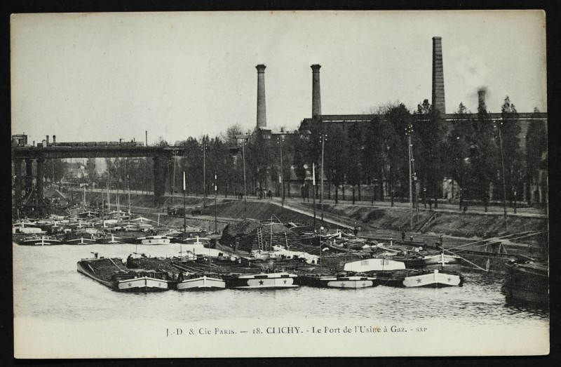Carte postale ancienne Le Port de l'Usine à Gaz à Clichy