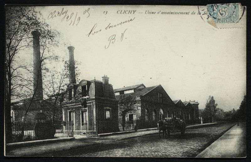 Carte postale ancienne Usine d'assainissement de la Seine à Clichy