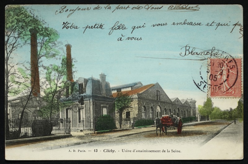 Carte postale ancienne Usine d'assainissement de la Seine à Clichy