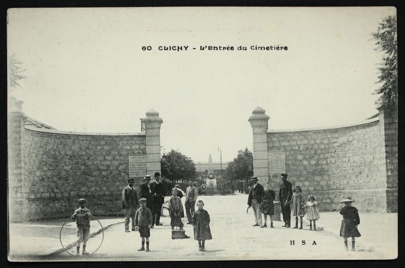 Carte postale ancienne L'Entrée du Cimetière à Clichy