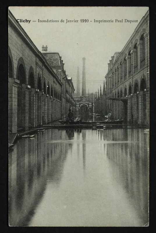 Carte postale ancienne Inondations de Janvier 1910 - Imprimerie Paul Dupont à Clichy