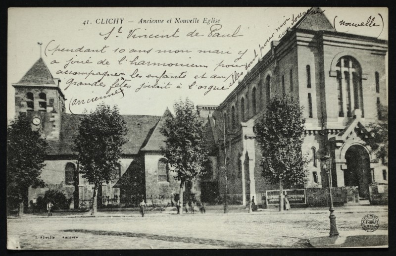 Carte postale ancienne Ancienne et Nouvelle Eglise à Clichy
