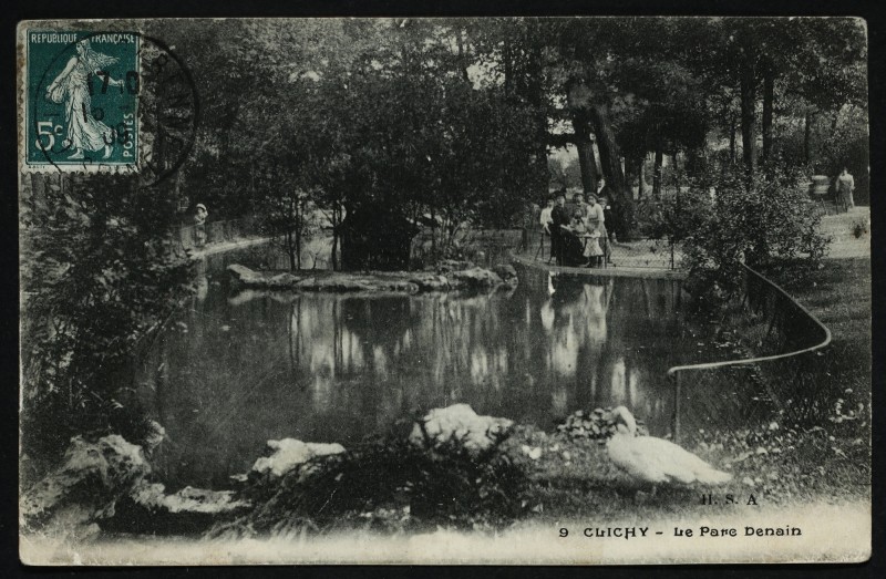 Carte postale ancienne Le Parc Denain à Clichy