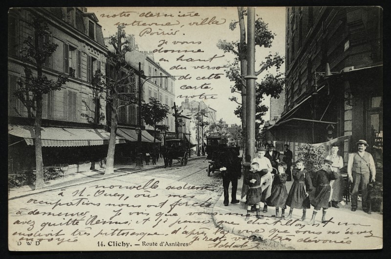 Carte postale ancienne Route d'Asnières à Clichy