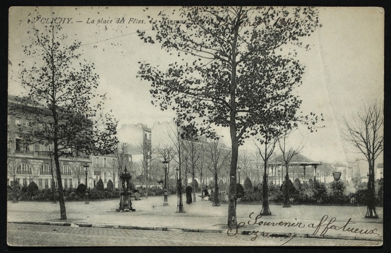 Carte postale ancienne La Place des Fêtes - Le Kiosque à Clichy