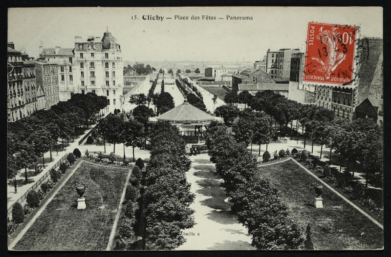 Carte postale ancienne Place des Fêtes — Panorama à Clichy