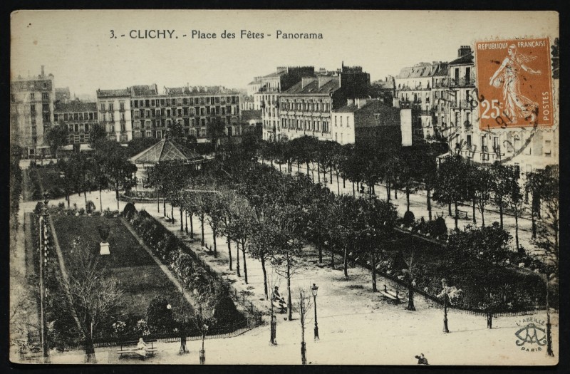 Carte postale ancienne Place des Fêtes - Panorama à Clichy