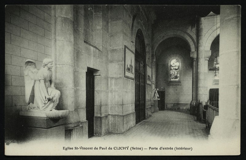 Carte postale ancienne Eglise Saint-Vincent de Paul de Clichy - Porte d'entrée (Intérieur) à Clichy