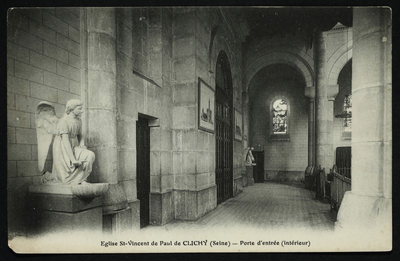 Carte postale ancienne Eglise Saint-Vincent de Paul de Clichy - Porte d'entrée (Intérieur) à Clichy