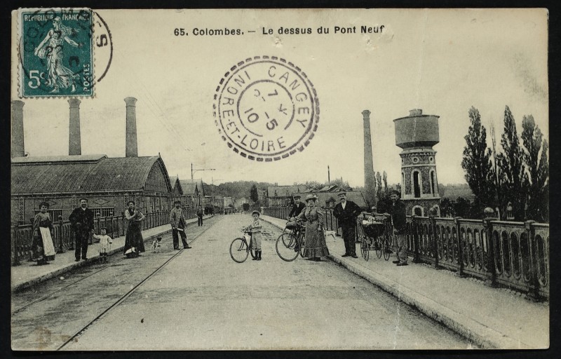 Carte postale ancienne Le dessus du Pont Neuf à Colombes