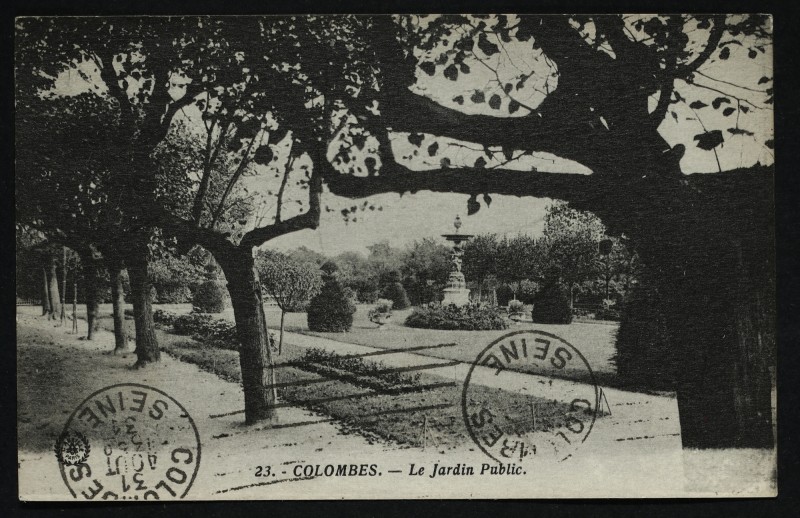 Carte postale ancienne Le Jardin Public à Colombes