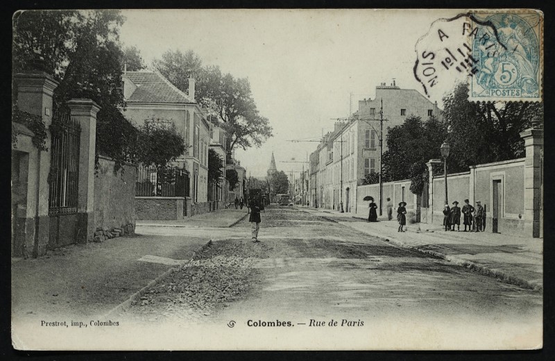 Carte postale ancienne Rue de Paris à Colombes