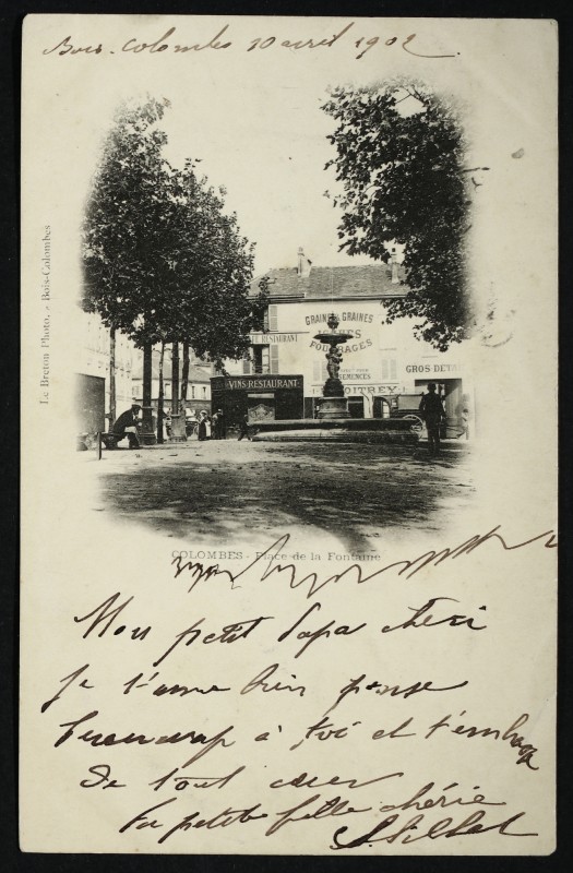 Carte postale ancienne Place  de la Fontaine à Colombes