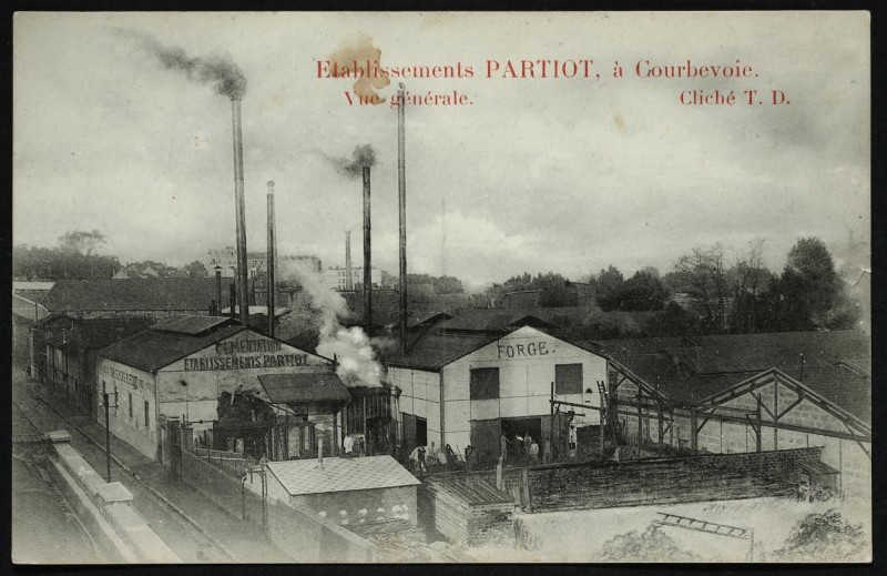 Carte postale ancienne Etablissements Partiot - Vue générale à Courbevoie