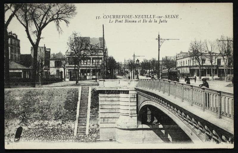 Carte postale ancienne Le Pont Bineau et l'Ile de la Jatte à Courbevoie